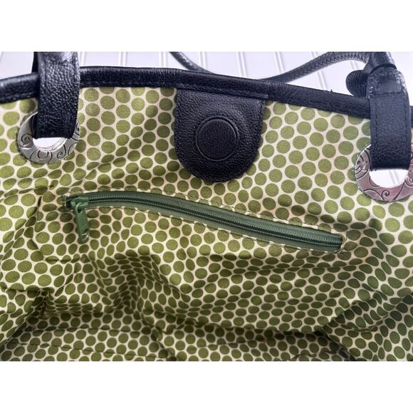 Brighton Coated Canvas Shoulder Bag Yellow & Blue Floral Blooms w/ Leather Trim - Picture 8 of 11